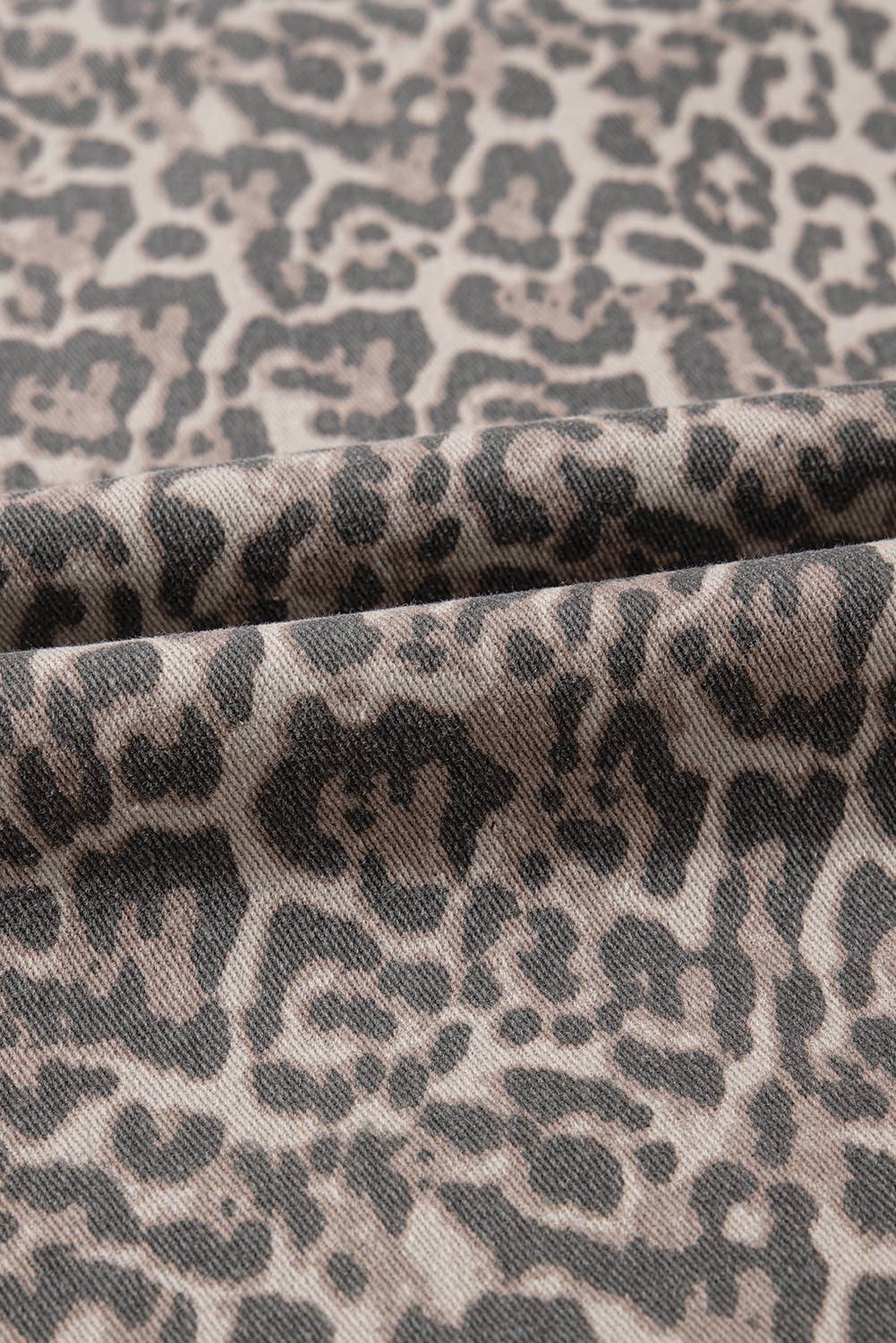 LDC Leopard Frayed Edge Wide Leg High Waist Jeans